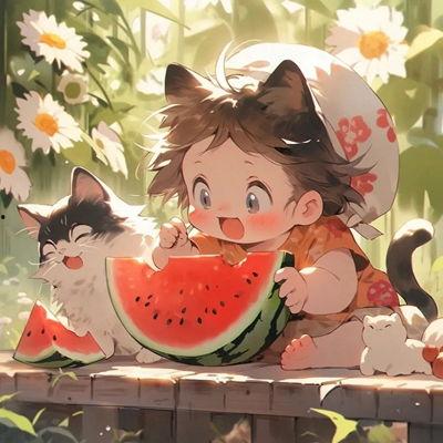 网红吃瓜动漫头像图片高清